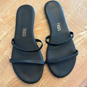 TKEES Gemma Midnight Black Double Strap Sandals